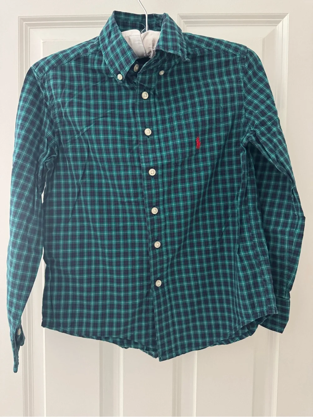 Ralph Lauren Teal & Navy Plaid Button-Down Shirt